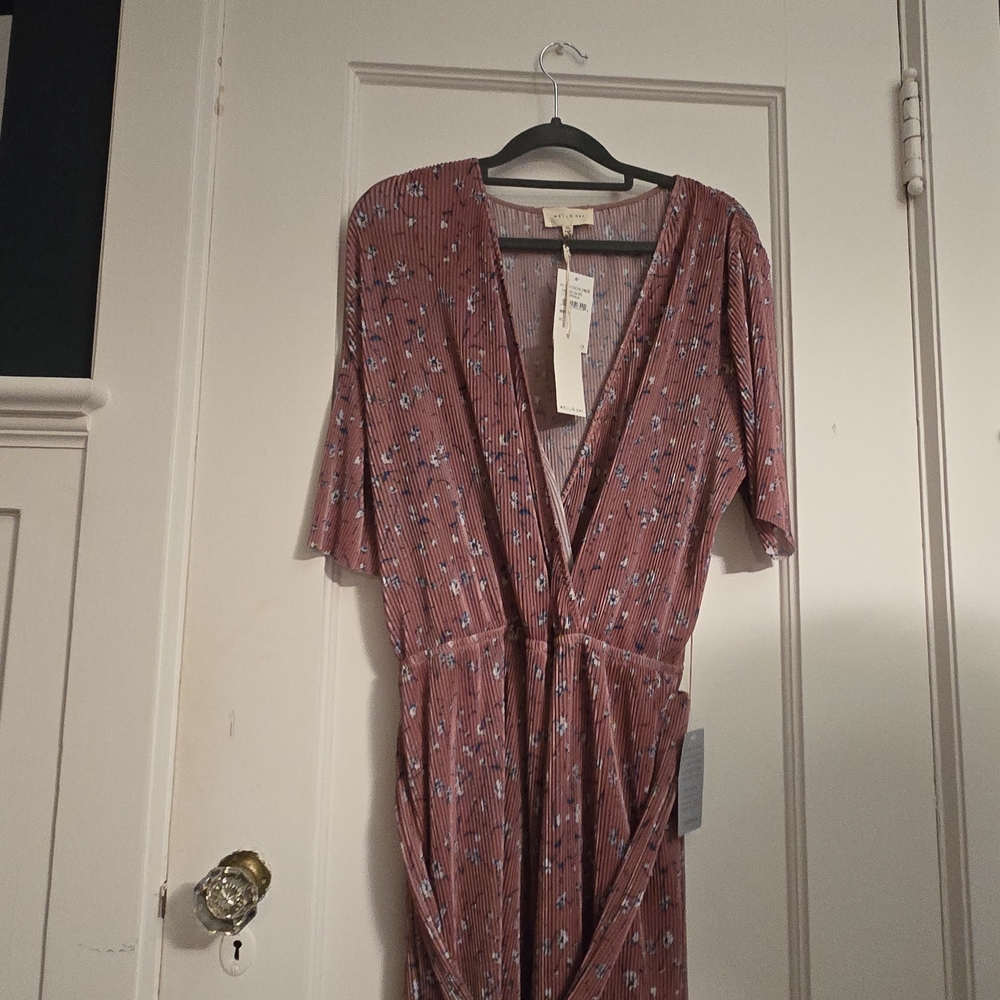 MELLODAY V-Neck Floral Jumpsuit in Pink and Blue